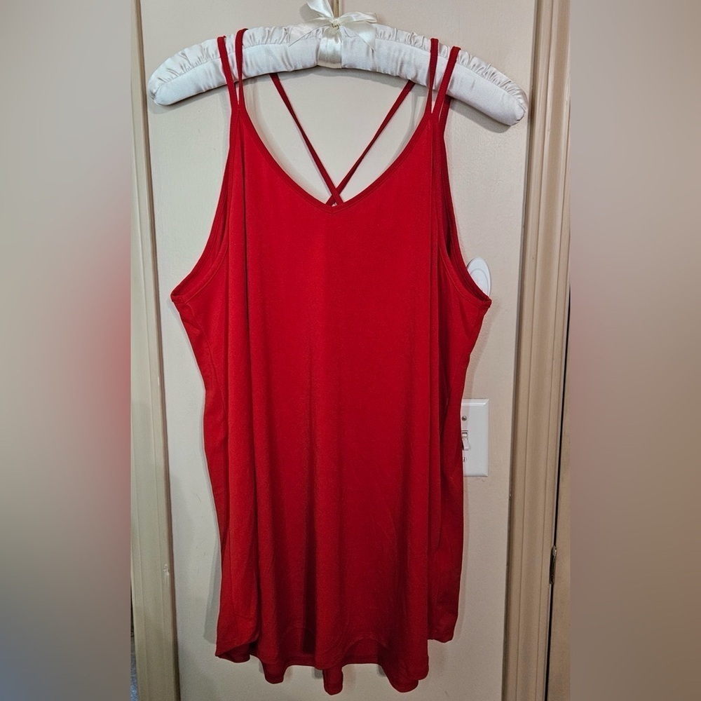 #312 LuLaRoe- “Danielle” Cross Back True Red Camisole- Size: 2X